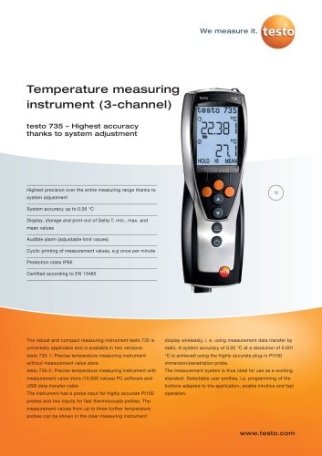 Temperature measuring instrument (3-channel) - testo 735