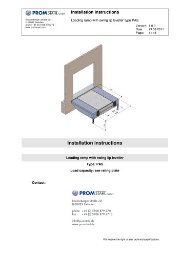 Loading Ramp With Swing Lip Leveler PAS - Installation instructions