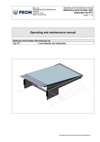 Loading Ramp With Telescopic Lip Leveler PAT - Operating and maintenance manual