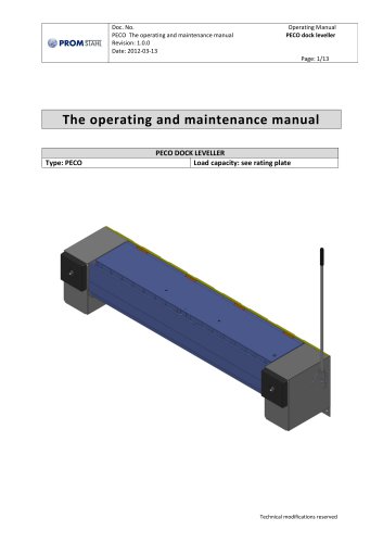 Mechanical leveler PECO - Operating and maintenance manual