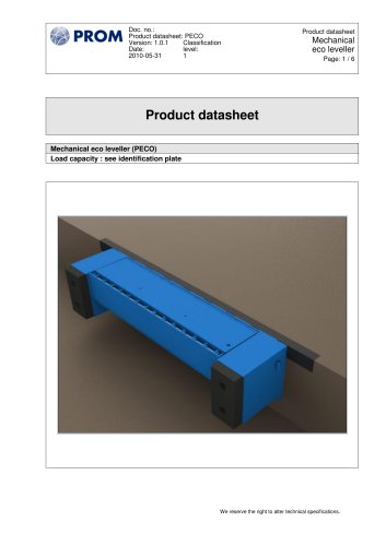 Mechanical leveler PECO - Product datasheet