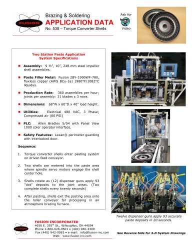 Two Station Paste Application – Torque Converter Shells