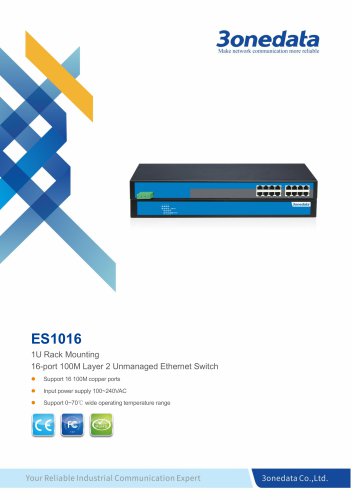 3onedata | ES1016 | Unmanaged | Rackmount | 16 ports Ethernet Switch