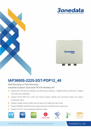 3onedata | IAP3600S-2225-2GT-PDP12_4 | Wall Mounting or Pole Mounting Industrial Outdoor Dual-band Wi-Fi6 Wireless AP