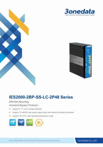 3onedata | IES2000-2BP-SS-LC-2P48 | DIN-Rail | Industrial Bypass Protector | flange interfaces