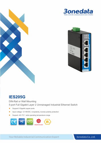 3onedata | IES205G | 5 ports Full Gigabit Industrial Ethernet Switch