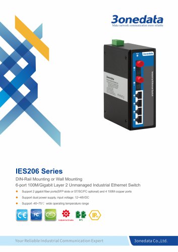 3onedata | IES206 | DIN rail | Unmanaged | 4+2G ports Industrial Ethernet Switch