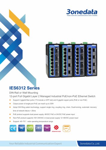 3onedata | IES6312 | Managed | PoE | 12 ports Full Gigabit Industrial Ethernet Switch