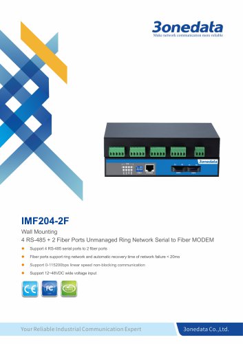 3onedata |  IMF204-2F | 4-port RS-485 to 2-port Fiber Converter