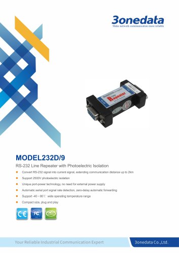 3onedata | MODEL232D/9 | Port-powered RS-232 Repeater