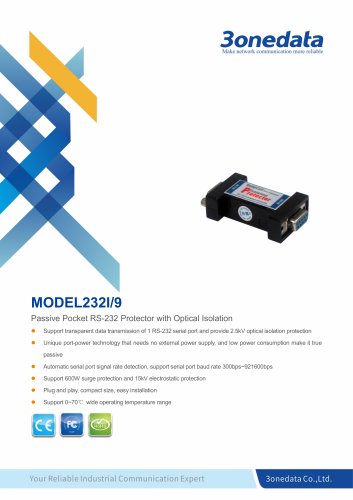 3onedata | Model232I | RS-232 Isolation Protector