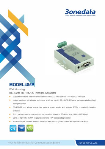 3onedata | Model485P | Optical Isolation RS-232 to RS-485/422 Converter