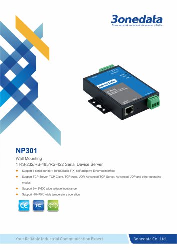 3onedata | NP301 | 1-port RS-232/485/422 Serial Device Server