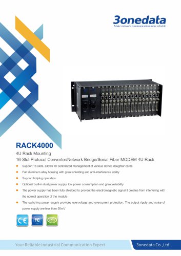 3onedata | RACK4000 | 4U 16-Slot Protocol Converter Rack