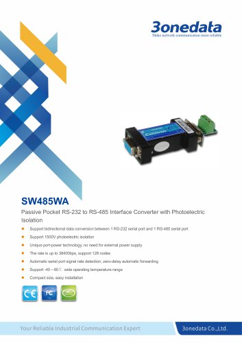 3onedata | SW485WA | Port-powered RS-232 to RS-485 Converter