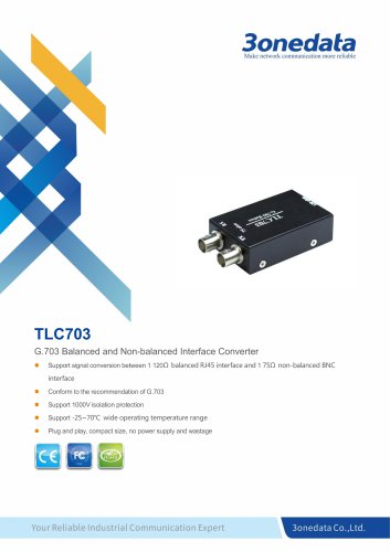 3onedata | TLC703 | G.703 Balance to Unbalance Converter