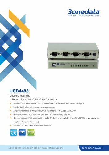 3onedata | USB4485 | USB to 4-port RS-485/422 Converter