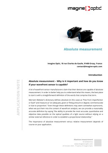 Absolute measurement - VIS NIR optical metrology Application Notes