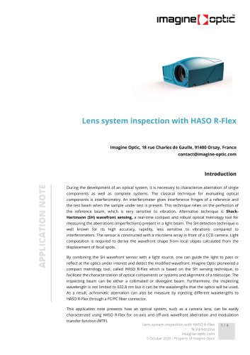 Lens system inspection with HASO R-Flex - VIS NIR optical metrology Application Notes