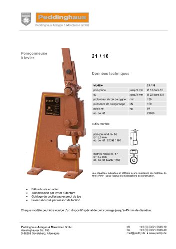 Hand Lever Punching Machines - 21 / 16