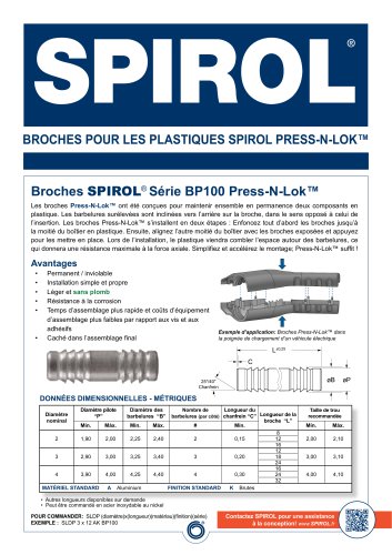 Broches pour les plastiques SPIROL Press-N-Lok™