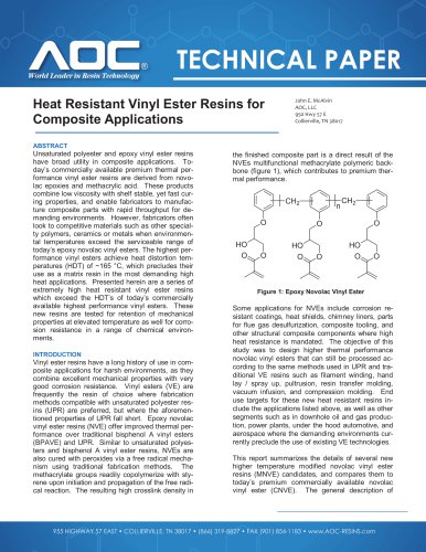 Heat Resistant Vinyl Ester Resins for Composite Applications