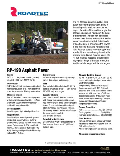 RP-190 Asphalt Paver