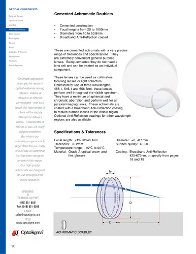 Cemented Achromatic Doublets / Achromatic Doublet / 026-0160