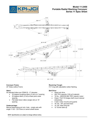 Model 11-2450 Portable Radial Stacking Conveyor