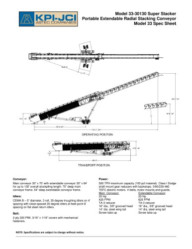 Model 33-30130 Super Stacker Portable Extendable Radial Stacking Conveyor