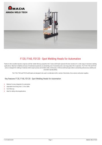 F120, F160, FD120 - Spot Welding Heads for Automation