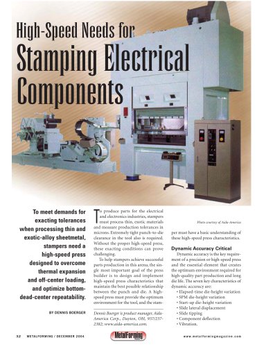 High speed Needs for Stamping Electrical Components