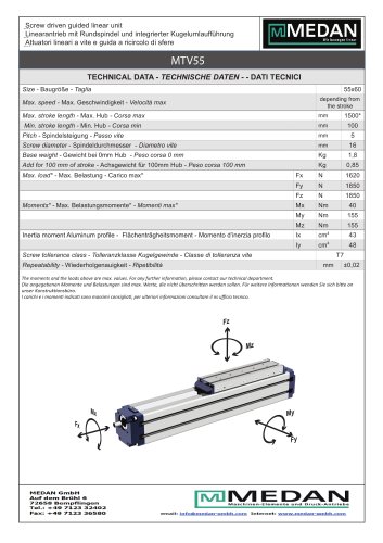 Linear actuator Serie MTV55