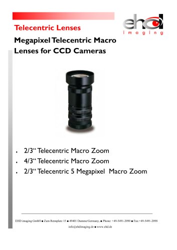 EHD Telecentric Megapixel Lenses