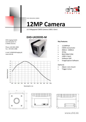 EHD-UK39395M 12MP mono or color CMOS Camera