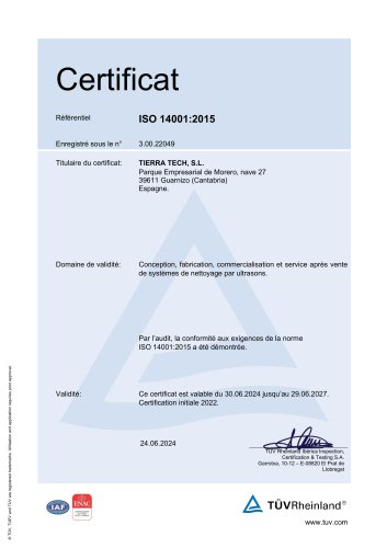 Certifi&eacute; ISO 14001:2015