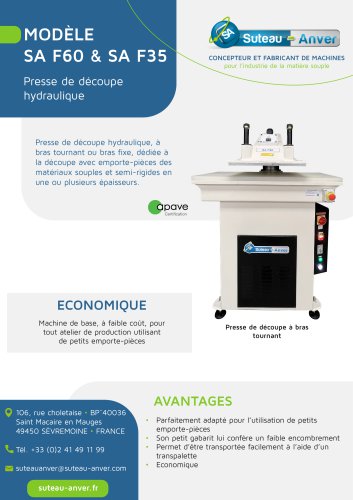 Fiche technique du produit - SA F60 & F35 FR