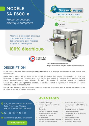 Fiche technique du produit - SA F600-e FR