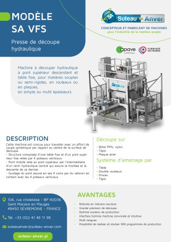 Fiche technique du produit &ndash; SA VFS FR