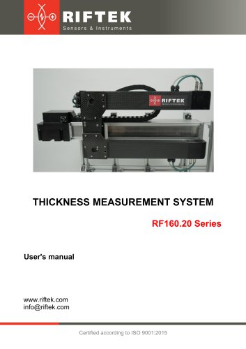 Laser System for Inline Sheet Materials Thickness Measurement RF160.20 Manual