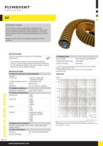 EF Exhaust extraction hose