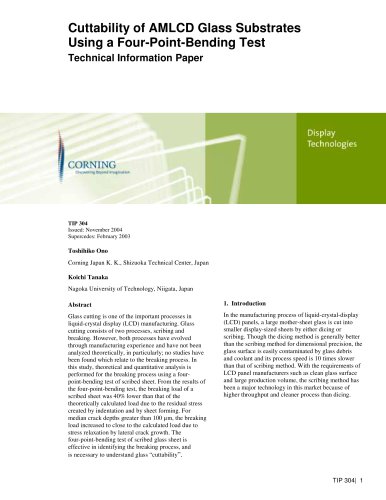Cuttability of AMLCD Glass Substrates Using a Four-Point-Bending Test