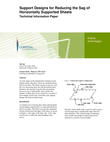 Support Designs for Reducing the Sag of Horizontally Supported Sheets