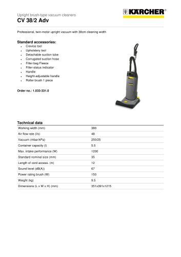 CV 38/2 Adv Upright brush-type vacuum cleaner