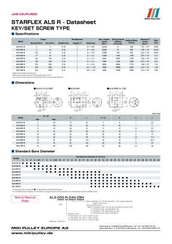 Starflex ALS Keyway Model datasheets