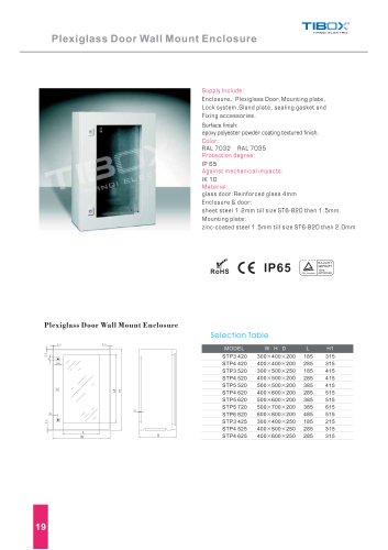 TIBOX-Steel wall mounting enclosure/plexiglass door-STP3 415, INDUSTRY