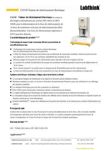 Appareil de test des matériaux thermorétractables selon la norme ISO 14616