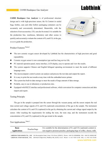 C650H Headspace Gas Analyzer