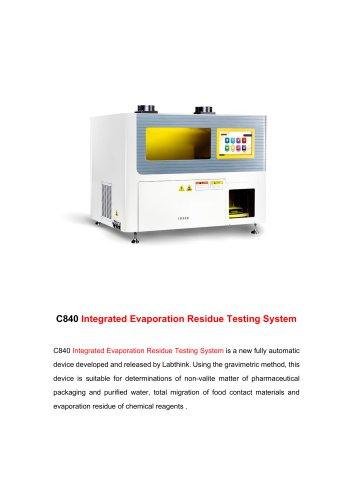C840 Integrated Evaporation Residue Testing System to test overall migration in food simulants