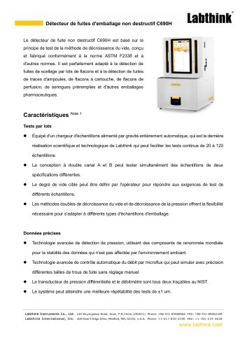 Détecteur de fuites d'emballage non destructif C690H